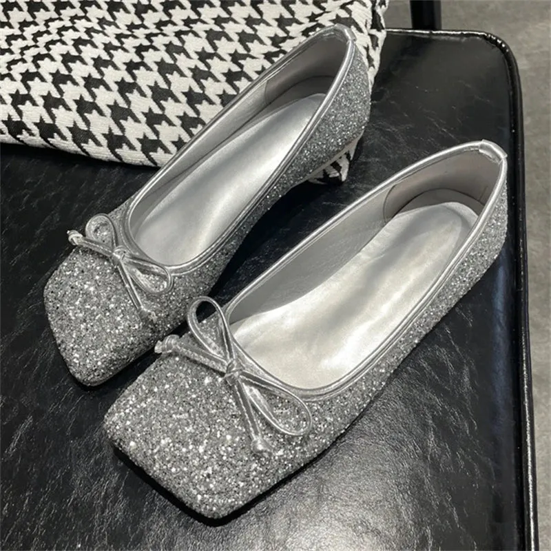 Aneikeh PU Sequined Cloth Flats Ladies Comfort Leisure ROME