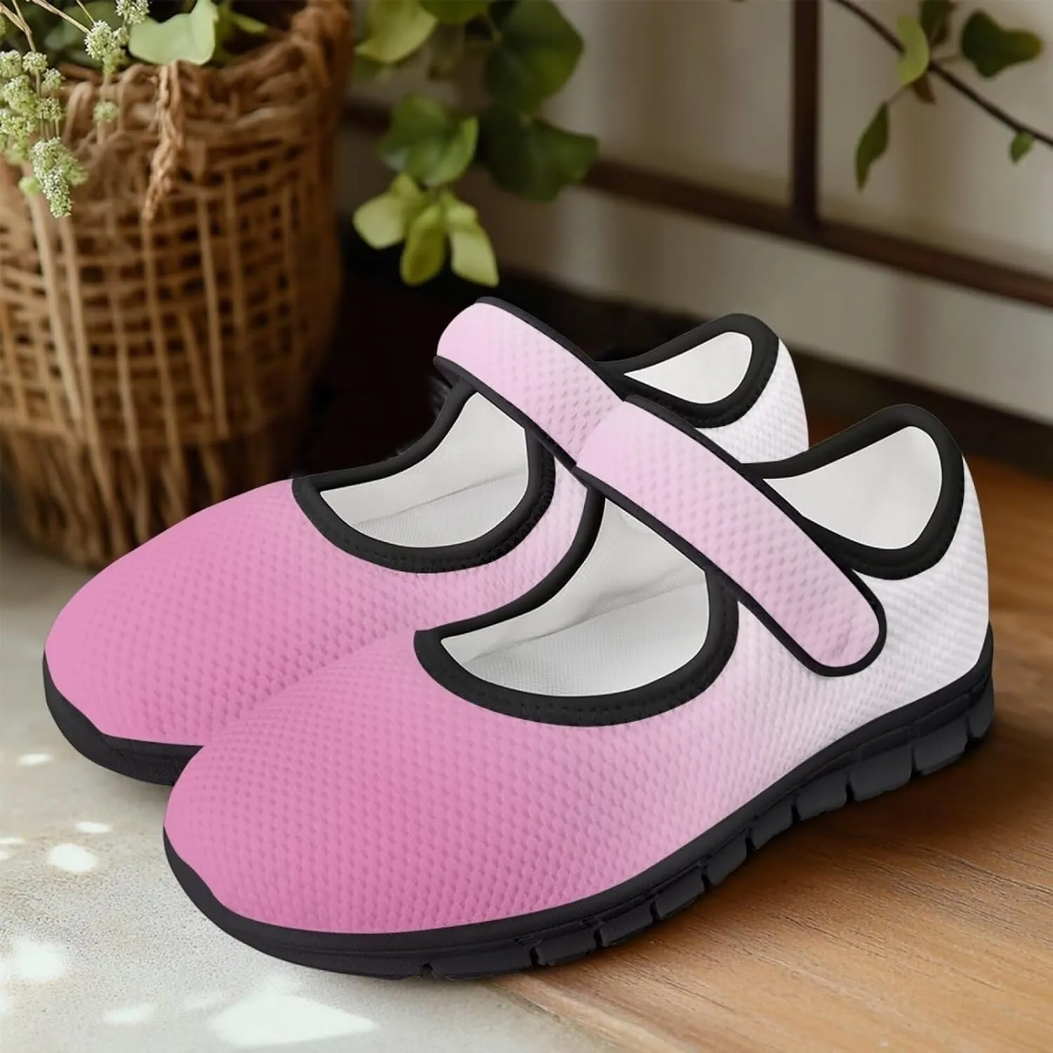 Binienty Flats Shoes Women Solid Color Mary Jane Shoes Comfortable Lightweight Round Toe Mesh Slip On Loafers