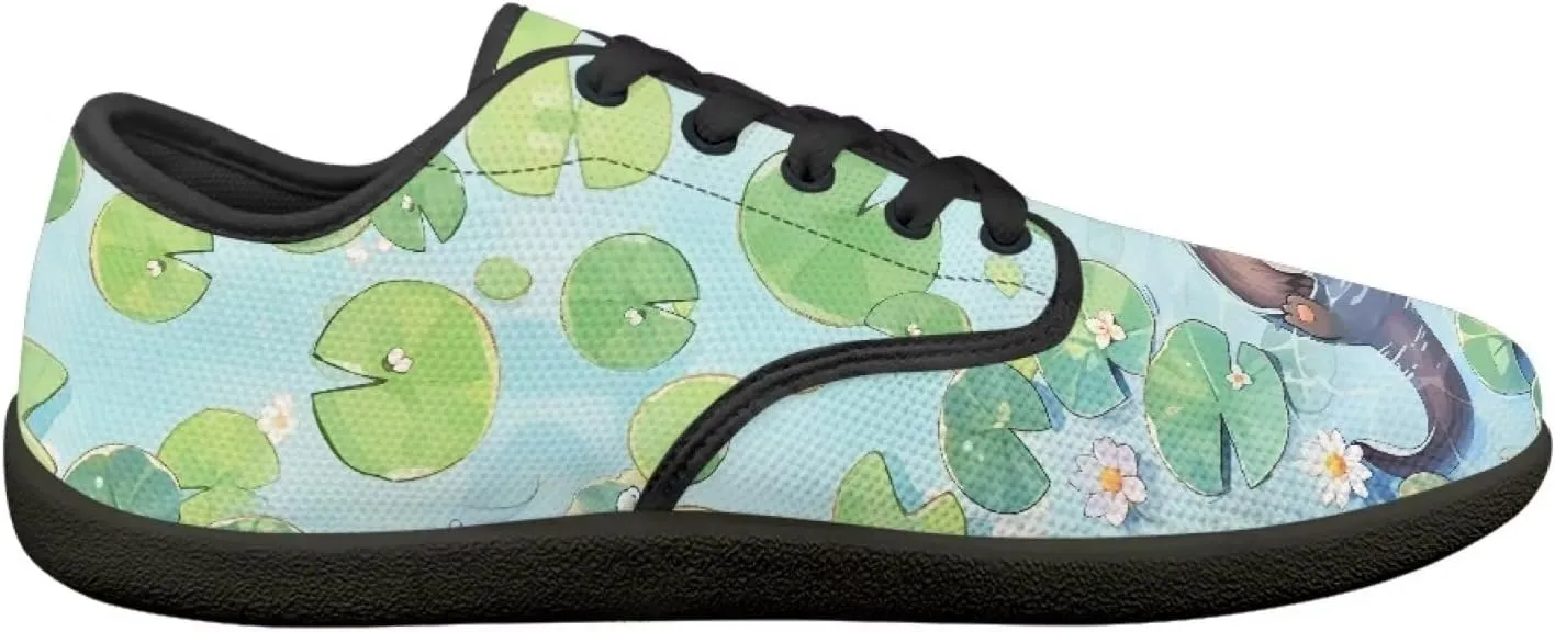 Capybara Pattern Barefoot Shoes Women Wide Toe Box Comfy Casual Lace Up Sneakers Trendy Dress Up Shoes