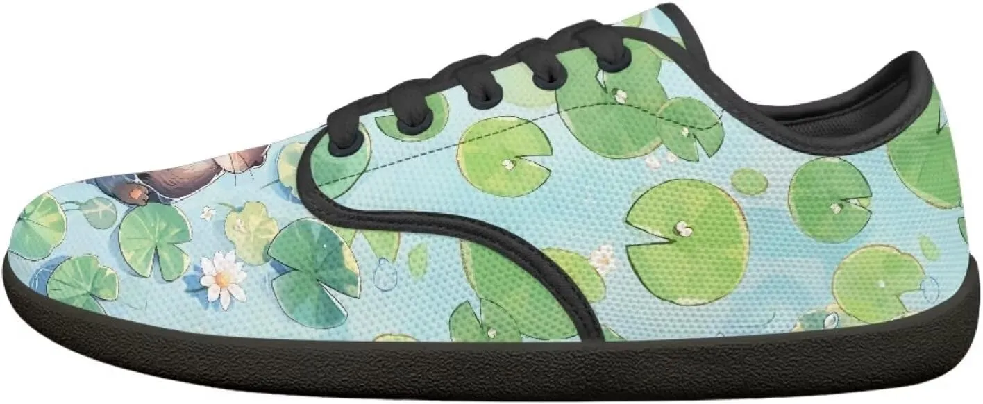Capybara Pattern Barefoot Shoes Women Wide Toe Box Comfy Casual Lace Up Sneakers Trendy Dress Up Shoes