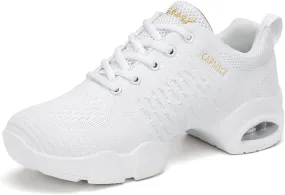CERYTHRINA Women's Jazz Shoes Lace-up Sneakers Modern Dance Shoes Platform Walking Dance Shoes