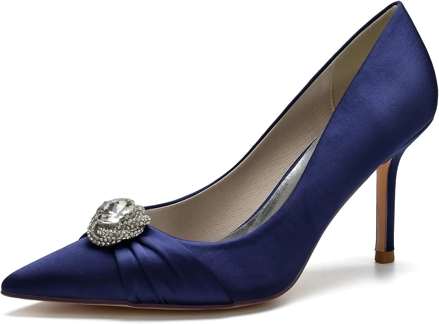 FufoneUS Bridal Shoes Women's Closed Toe Stiletto Bridal Evening Party Wedding Dress Shoes with Crystal,Dark Blue,12