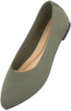 Herstyle Women's Flats  Dressy Pointed Toe Knit Ballet Flat Shoes with Memory Foam | Slip-On, Foldable & Comfortable for Work, Office, Party & Travel (2025 Trend)