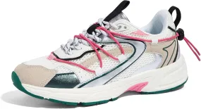 LUCKY STEP Women's Fashion Walking Shoes Running Platform Mesh Casual Sport Gym Work Adjustable Lace Lifestyle Stylish Trendy Athletic Tennis Shoes