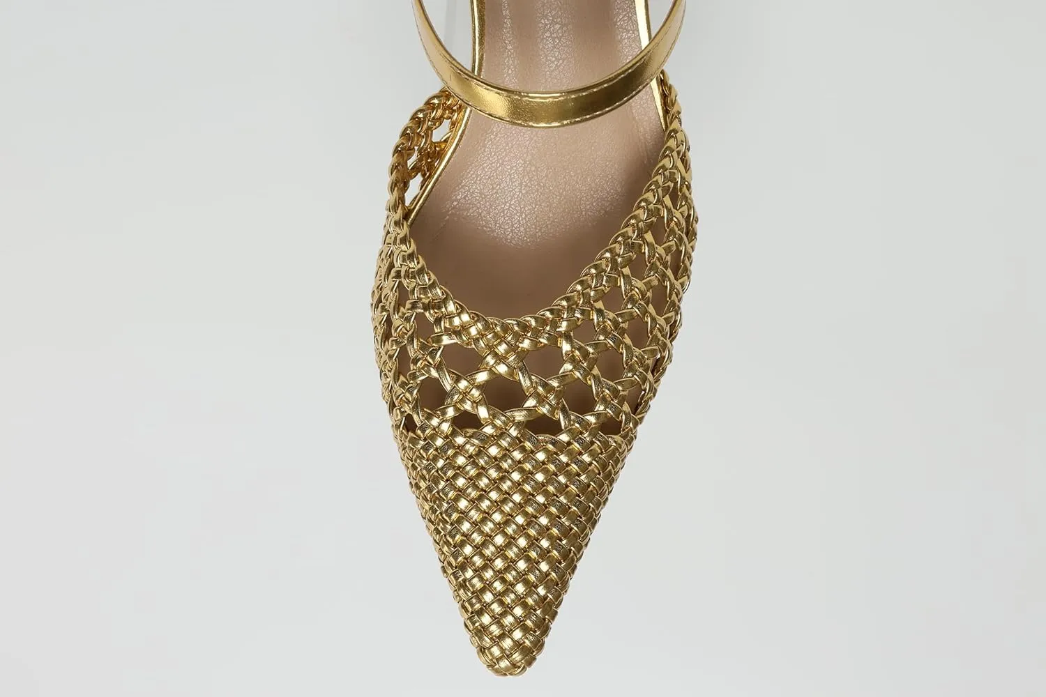 Lyrisiphy Gold Heels for Women Pumps Heels Closed Toe Pointed Toe Heels Stiletto Slingback Mesh Heels Slip On Leather Slide Sandals Summer Heeled Sandals Comfortable Gold Pumps for Women Dressy