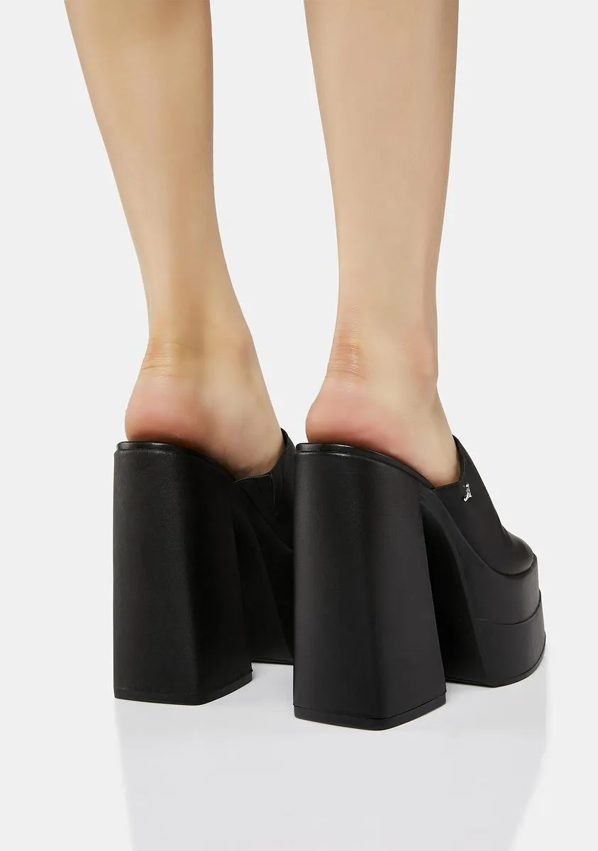 Mansion Black Leather Platform High Heels