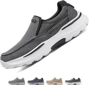 Men's Canvas Slip On Orthopedic Flats Loafers with Elastic Band Causal Fashion Breathable Non Slip Outdoor Walking Shoes Lightweight Comfortable Sneakers Driving Boat Shoes
