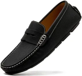 Men's Loafers Shoes Simple Round Toe Solid Color Faux Leather Penny Driving Loafers Lightweight Flexible Slip Resistant Classic Walking Slip-ons