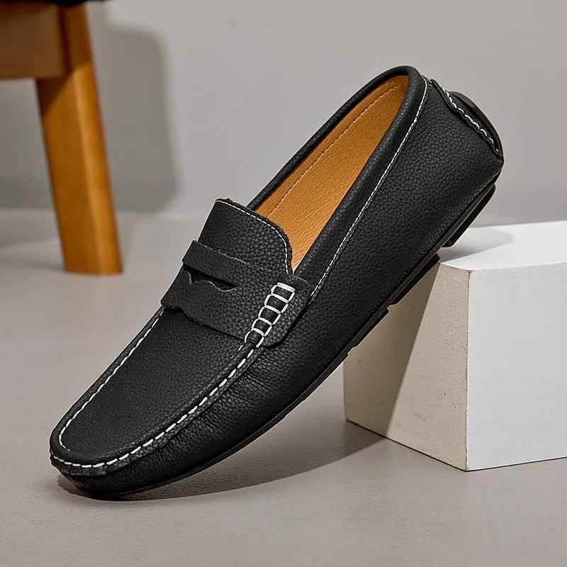 Men's Loafers Shoes Simple Round Toe Solid Color Faux Leather Penny Driving Loafers Lightweight Flexible Slip Resistant Classic Walking Slip-ons