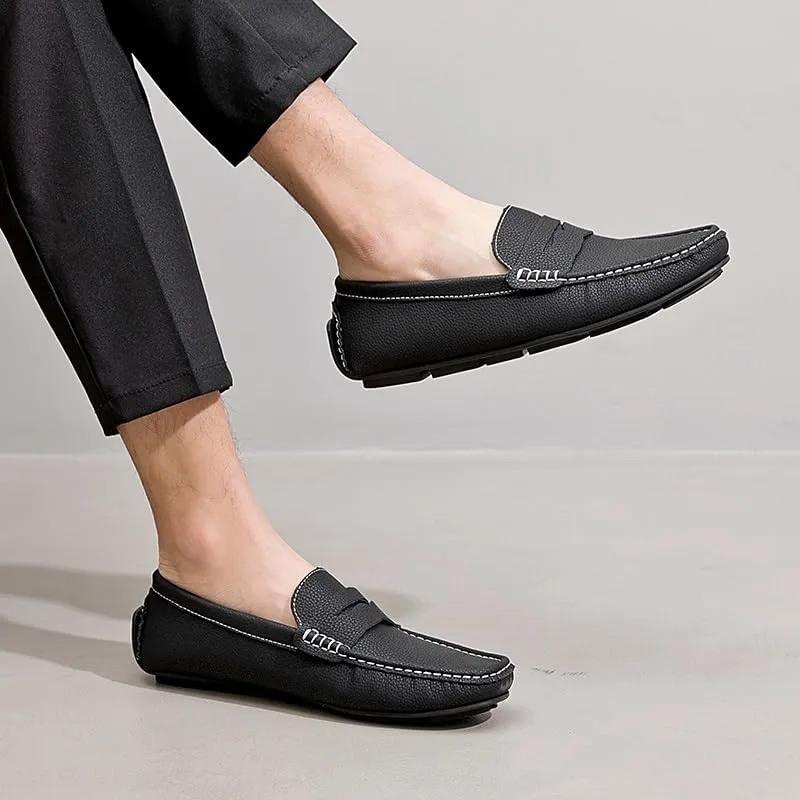 Men's Loafers Shoes Simple Round Toe Solid Color Faux Leather Penny Driving Loafers Lightweight Flexible Slip Resistant Classic Walking Slip-ons