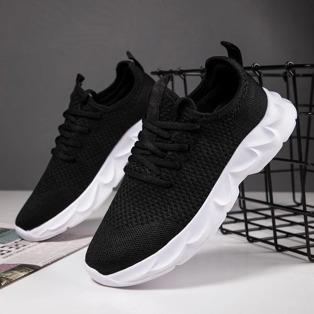 Mens Walking Shoes Slip On Tennis Non Slip Sneakers Outdoor Running Sports Trainers Athletic Sneaker Road Casual Workout Lightweight Shoes