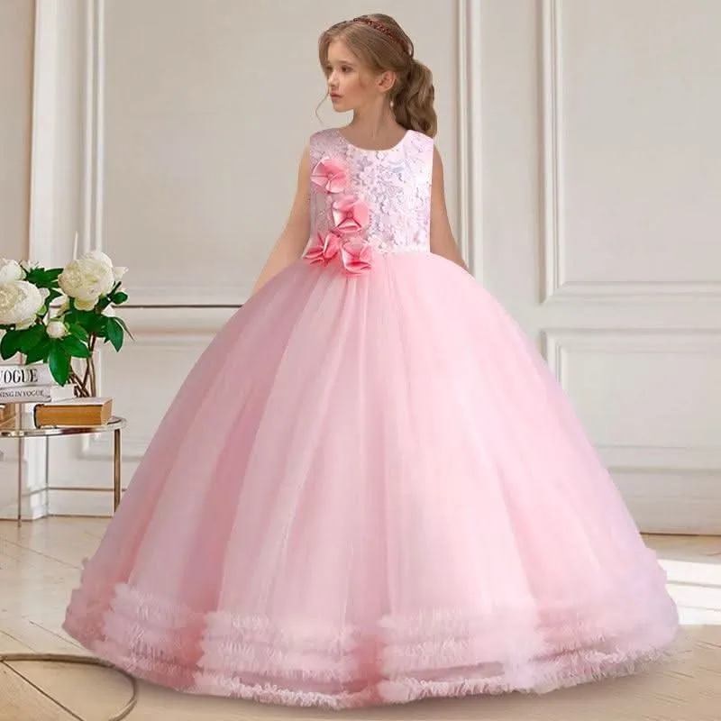 Mid-length children's dress girls host dress