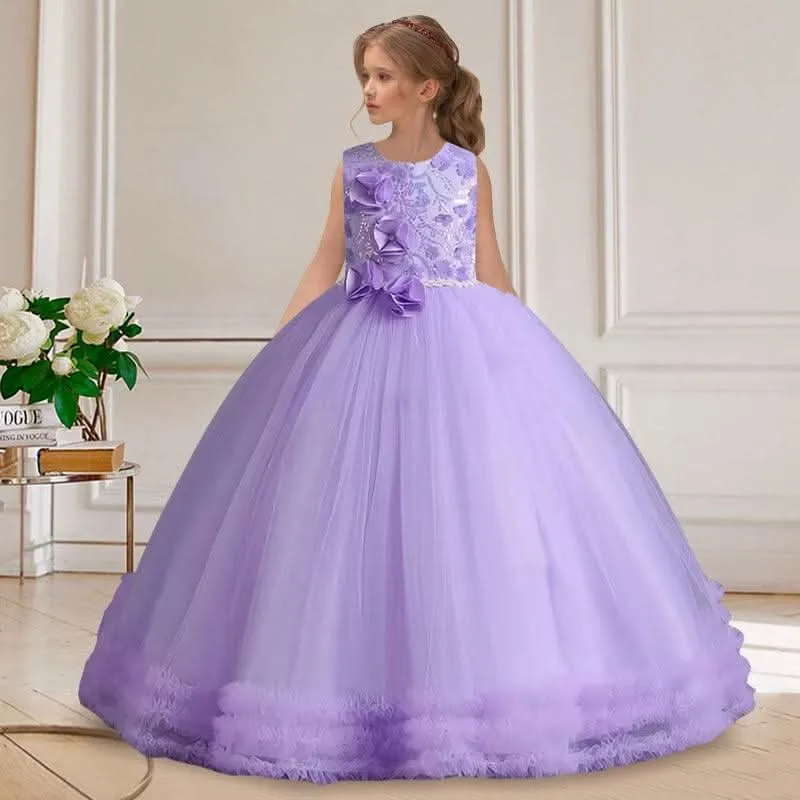 Mid-length children's dress girls host dress