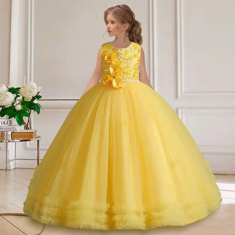 Mid-length children's dress girls host dress