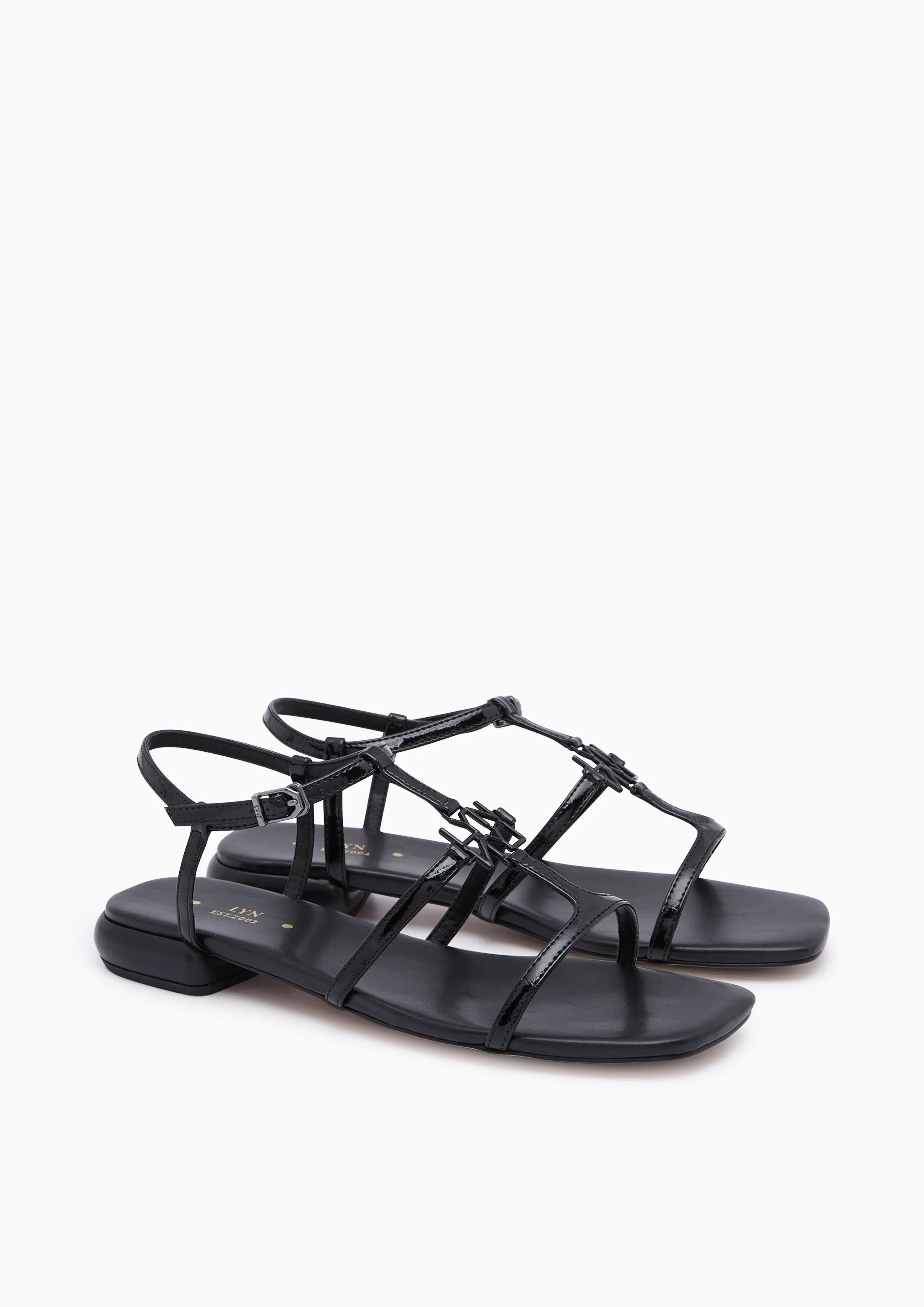 Mirror Flat Slingbacks - Black