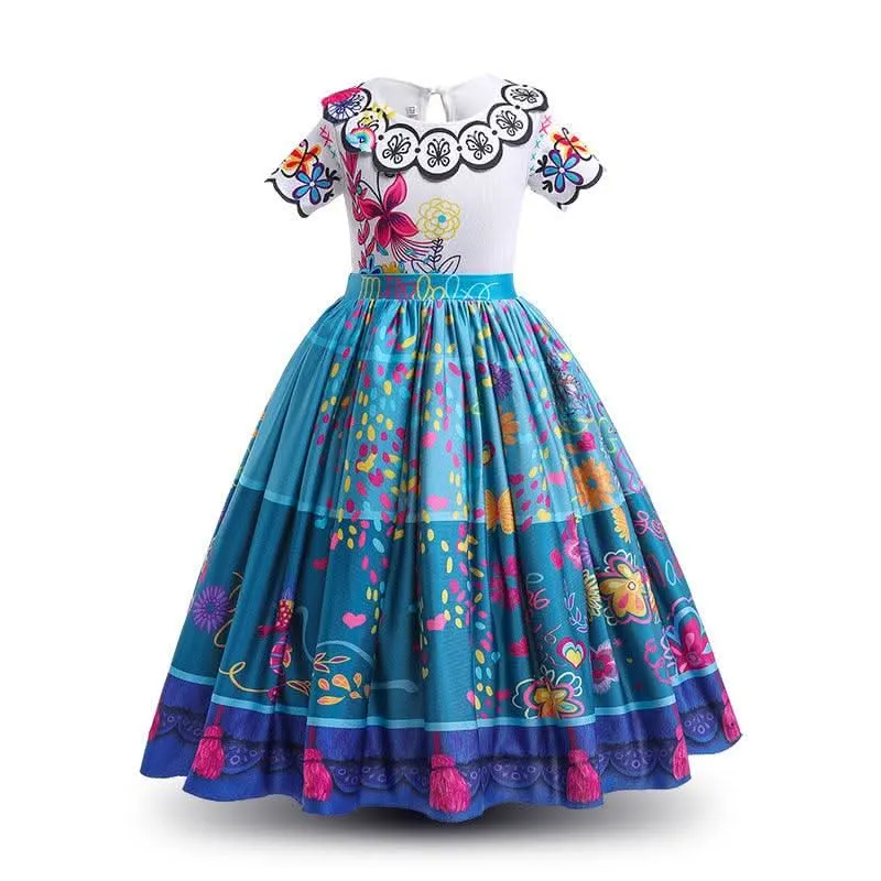New Fashion Children's Clothing 3-12 Years Old Color Printed Short Sleeve Girls' Dress Halloween Party Cosplay Girls' Princess Dress Bag Accessories