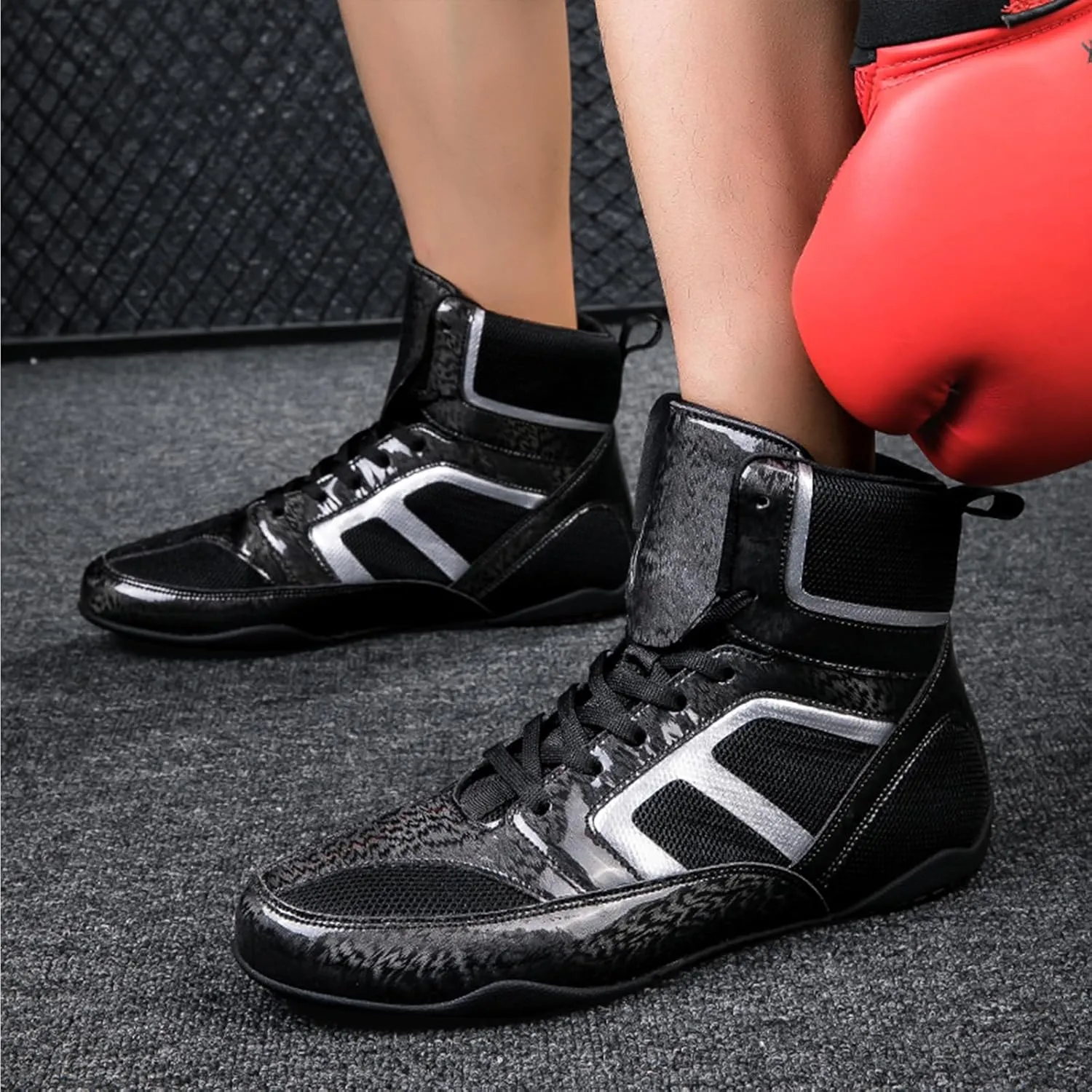 ONAIC Wrestling Shoes for Mens Unisex Rubber Sole Boxing Boots Combat Training Shoes Breathable Training Shoes