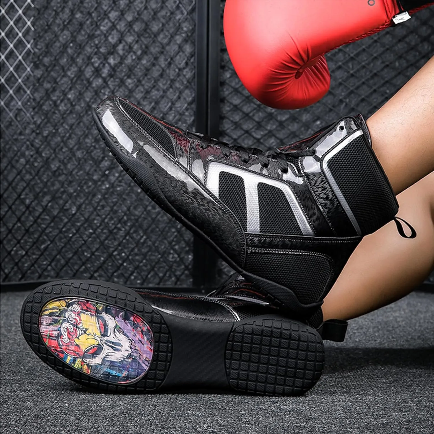 ONAIC Wrestling Shoes for Mens Unisex Rubber Sole Boxing Boots Combat Training Shoes Breathable Training Shoes