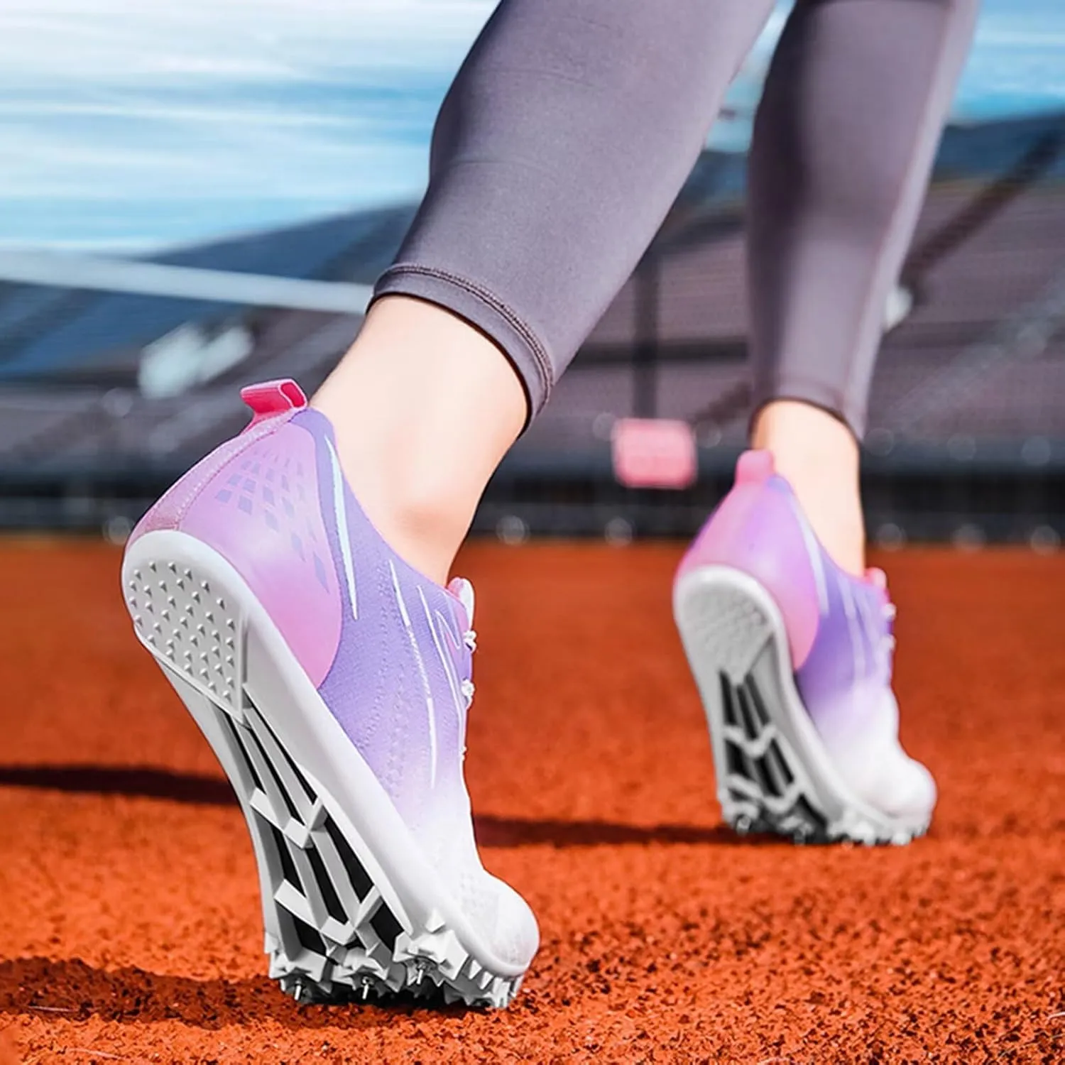 Track and Field Nail Shoes for Women 8 Spikes Training Competition Athletics Sprint Spikes Shoes Youth Professional Training Racing Running Sneakers