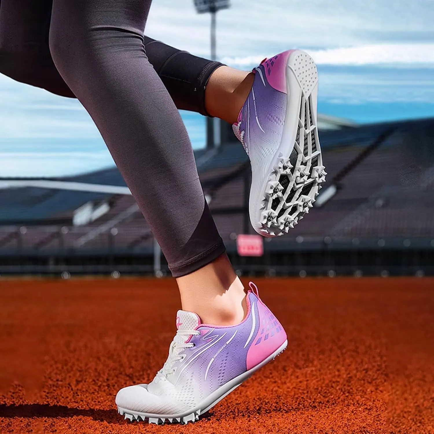 Track and Field Nail Shoes for Women 8 Spikes Training Competition Athletics Sprint Spikes Shoes Youth Professional Training Racing Running Sneakers