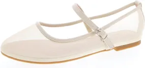 TruFox Women's Mesh Ballet Flats Buckle Strap Comfortable Ballerina Shoes Flats