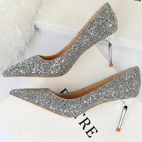Women sparkly rhinestone wedding stiletto heels