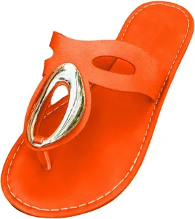 Women's Flat Outer Wear Metal Fashionable And Comfortable Thong Slippers Casual Beach Womens Wide Width Wedges Sandals Elegant Durable Solid Color Walking Sandal for Lady Daily Wear