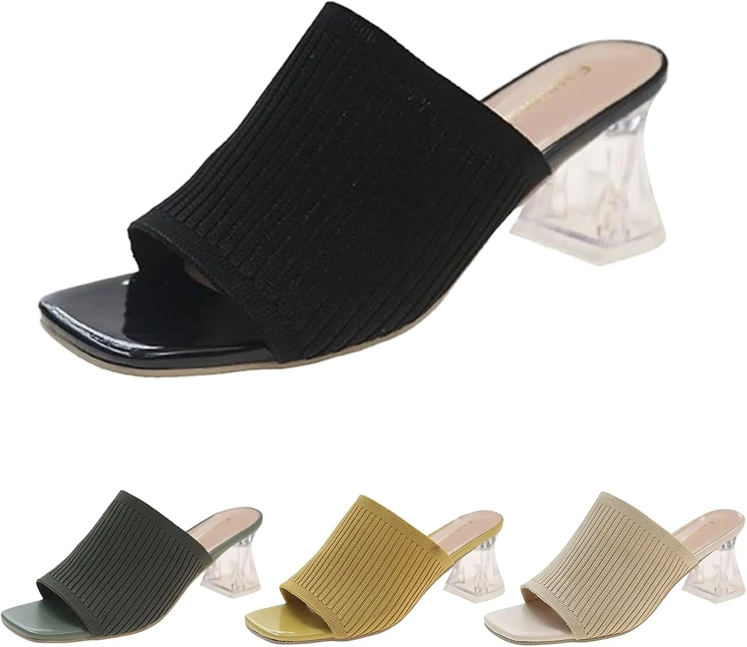 Womens Sandals Block Heeled Summer Sandals Open Toe Slippers Mid Heels Party Dress Sandals Wedding Prom Shoes