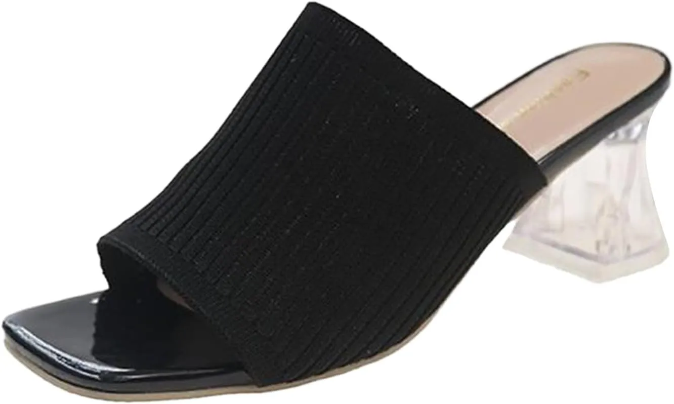 Womens Sandals Block Heeled Summer Sandals Open Toe Slippers Mid Heels Party Dress Sandals Wedding Prom Shoes
