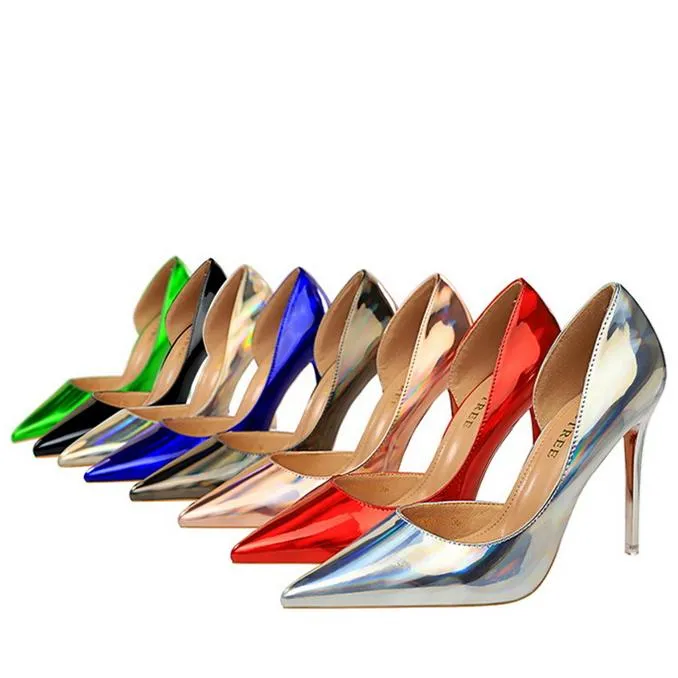 Women's sexy mirror stiletto pumps for wedding party