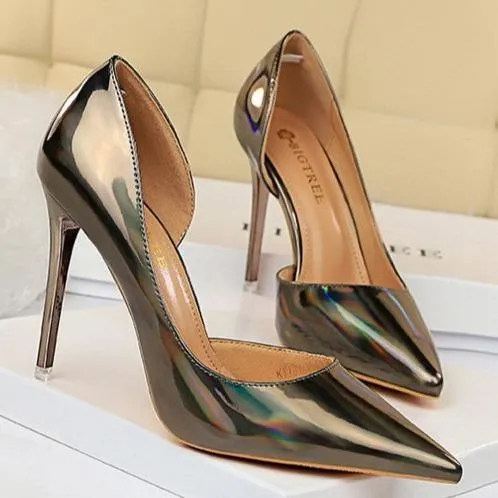 Women's sexy mirror stiletto pumps for wedding party