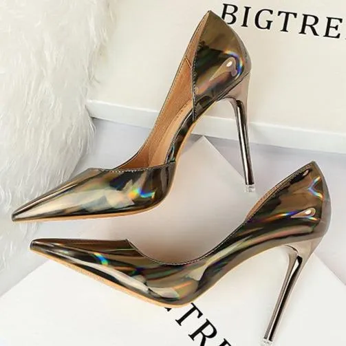 Women's sexy mirror stiletto pumps for wedding party