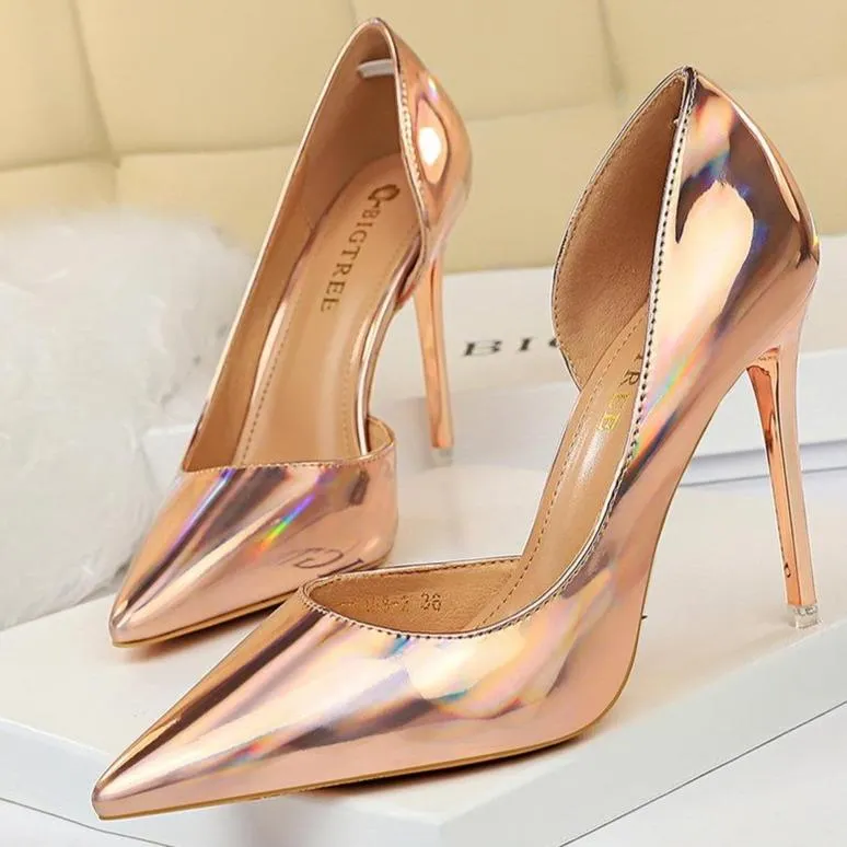 Women's sexy mirror stiletto pumps for wedding party