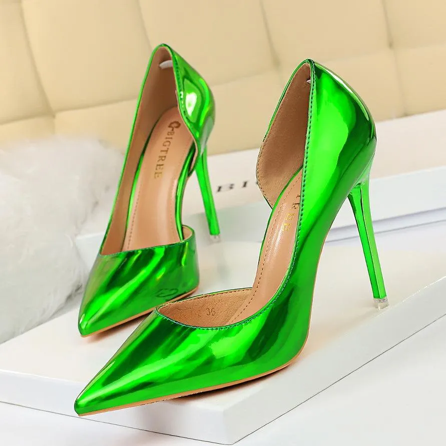 Women's sexy mirror stiletto pumps for wedding party