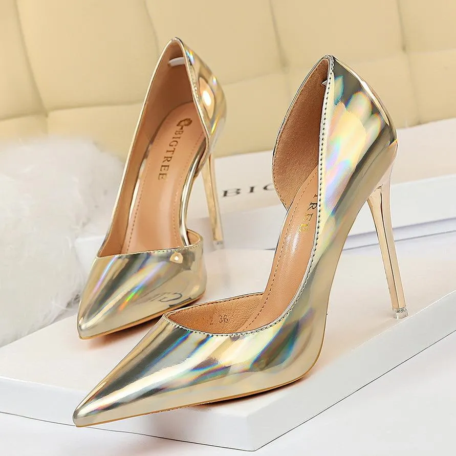 Women's sexy mirror stiletto pumps for wedding party