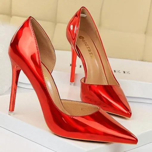Women's sexy mirror stiletto pumps for wedding party