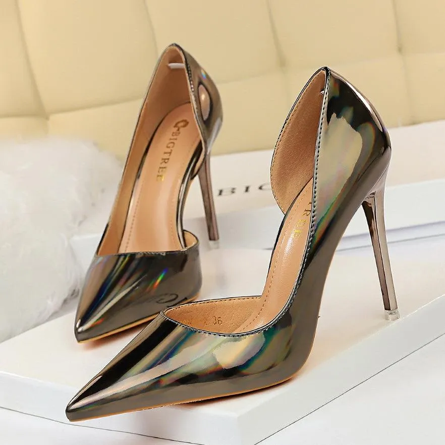 Women's sexy mirror stiletto pumps for wedding party