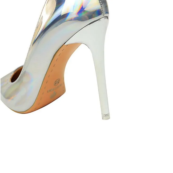 Women's sexy mirror stiletto pumps for wedding party