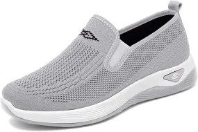 Woven Orthopedic Sneakers for Women Men Mesh Breathable Running Shoes,Outdoor Go Walking Slip on Diabetic Foam Shoes,Lightweight Non-Slip Soft Sole Athletic Sneakers with Arch Support